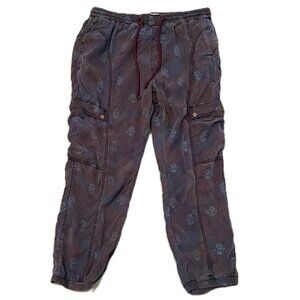 Anthropologie Cargo Jogger Pants Large Floral Print Drawstring Streetwear